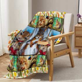 1pc Cute Cartoon Squirrel Printed Blanket, Soft And Skin Friendly Casual Blanket, Cover Blanket, Multi Scene Warm Decorative Blanket, Suitable Fo (Option: 150x200cm-Yellow)
