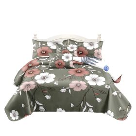 5 Piece Reversible Duvet Cover Set, US Designer Sage Green Vintage Floral Print Heavyweight Bedding Set With Pillow Shams And Throw Cushion Cover (Option: Full)