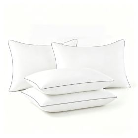 Pillows Standard And Full Size, Hotel Collection Bed Pillows For Side, Back, And Stomach Sleepers, Fluffy And Supportive, Down Alternative Microf (Option: 4pc Gray Queen 18x 28in)