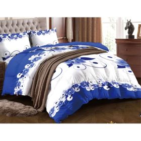 Blue White Floral Duvet Cover Set 3 Piece, Queen Size - Ultra Soft Microfiber Bedding Set with 2 Pillowcases (20x30 Inches) | Machine Washable, W (Option: Blue White Floral-King)