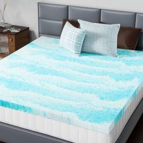 2-3 Inch Gel Memory Foam Mattress Topper Full Size Cooling Mattress Soft and Breathable Bed Topper School Bedroom Furniture (Option: 3 Inches/Full-blue)