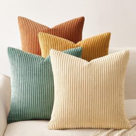 Decorative Throw Pillow Covers 4 PCS, 18x18 Inch Soft Velvet Double Sided Cushion Cases, Orange Teal Boho Fall Home Decor (Option: MULTI)